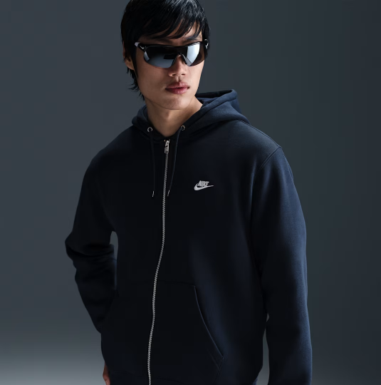 Club Fleece Full-Zip Kapüşonlu Üst Lacivert