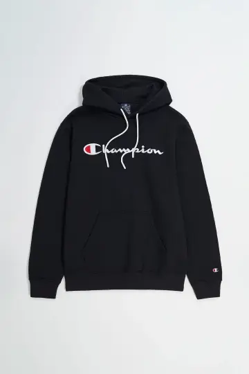 Embroidery Script Logo Fleece Hoodie Siyah