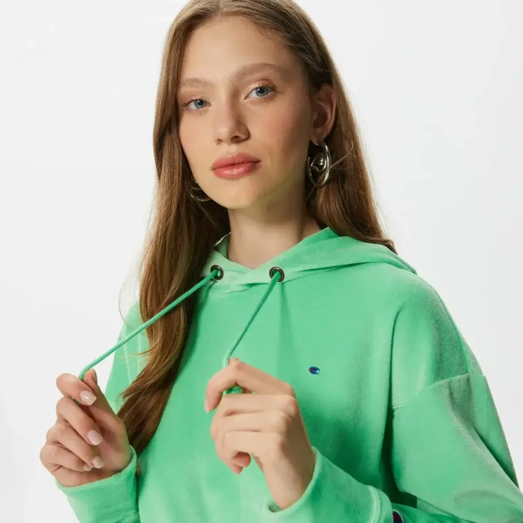 Reverse Weave Kadın Hoodie C Logo Yeşil - 4