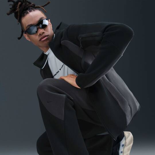 Tech Renk Bloklu Açık Paçalı Fleece Erkek Eşofman Altı Siyah/Anthracite/Siyah - 5