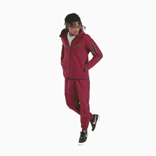 Tech Fleece Kapüşonlu Üst ve Eşofman Altı Bordo Set - 2