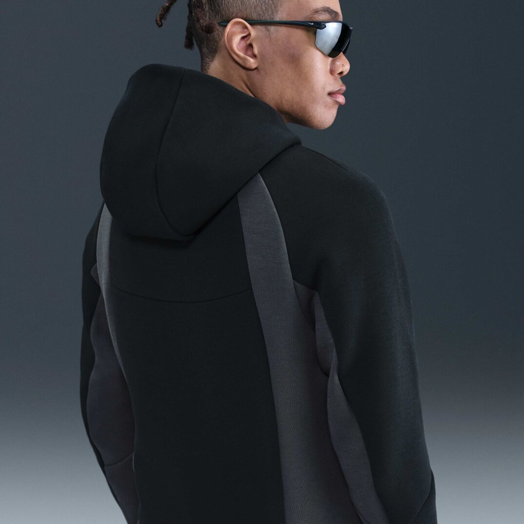 Tech Tam Boy Fermuarlı Fleece Windrunner Siyah/Anthracite/Siyah - 2